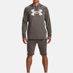 Under Armour UA RIVAL LOGO - Bluza Z Kapturem - Fresh Clay