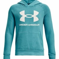 Under Armour RIVAL - Bluza Z Kapturem - Glacier Blue