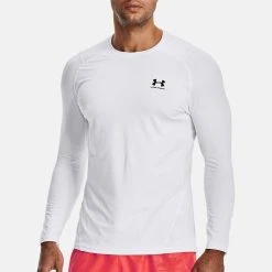 Under Armour HG FITTED LS - Bluzka Z Długim Rękawem - White