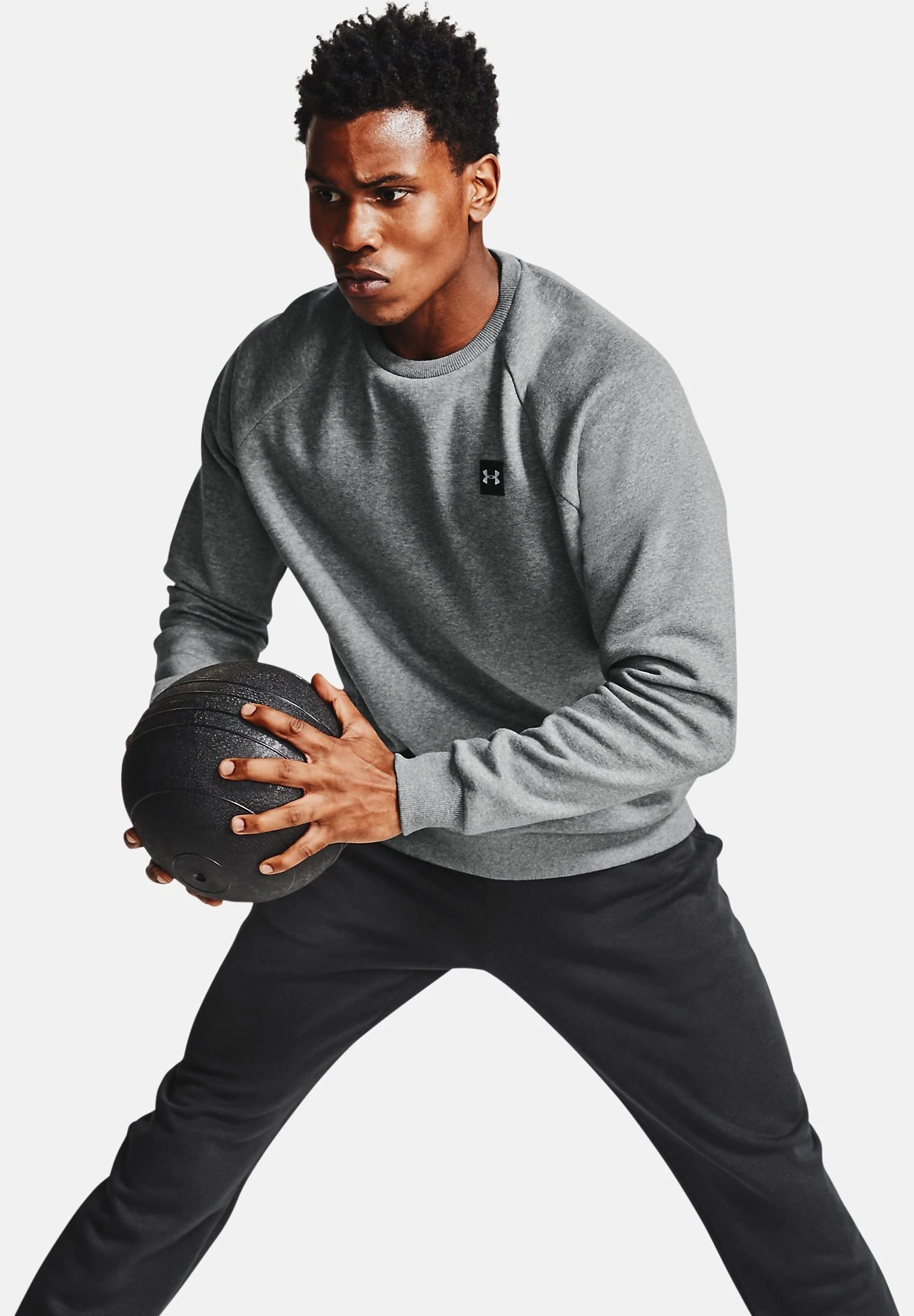Under Armour RIVAL CREW - Bluza - Pitch Gray Light Heather 1 Under Armour RIVAL CREW - Bluza - Pitch Gray Light Heather