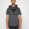 Under Armour ROCK TERRY - T-shirt Z Nadrukiem - Pitch Gray/black