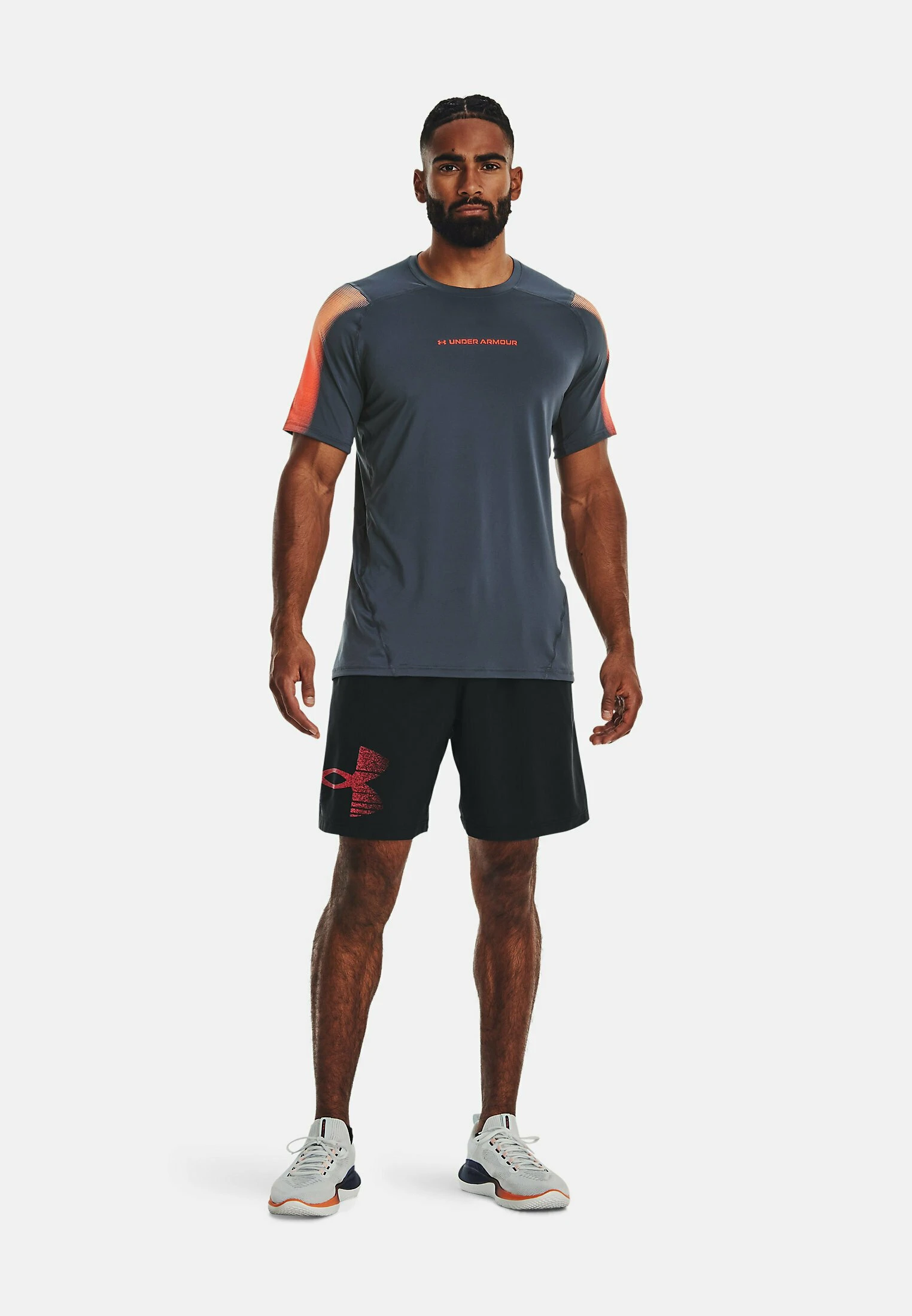 SHORT-SLEEVES HG NOV - T-shirt z nadrukiem - downpour gray Under Armour SHORT-SLEEVES HG NOV - T-shirt Z Nadrukiem - Downpour Gray -Under Armour shop 271472ae63b14612ba554a7fe106ad05