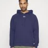 Under Armour RIVAL HOODIE - Bluza Z Kapturem - Midnight Navy/white
