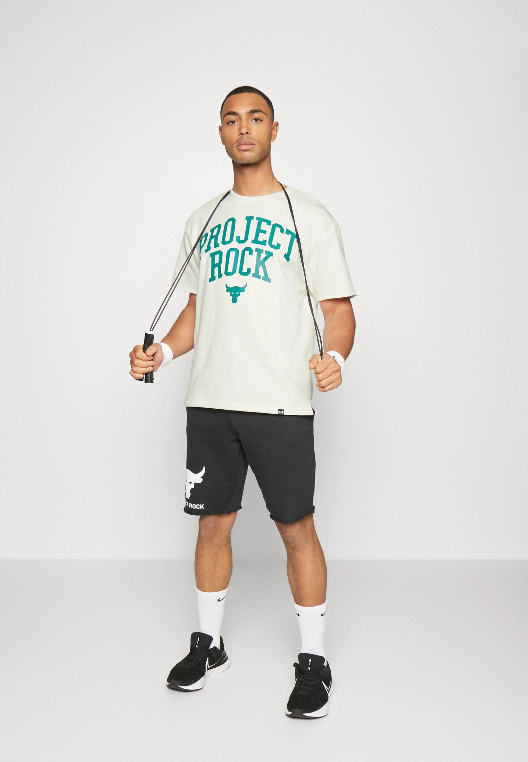 Under Armour ROCK - T-shirt Z Nadrukiem - Ivory/coastal Teal/black 2 Under Armour ROCK - T-shirt Z Nadrukiem - Ivory/coastal Teal/black - obrazek 2