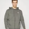 Under Armour ESSENTIAL - Bluza Rozpinana - Pitch Gray Medium Heather/white