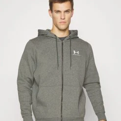 Under Armour ESSENTIAL - Bluza Rozpinana - Pitch Gray Medium Heather/white