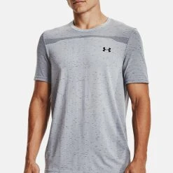 Under Armour SEAMLESS - T-shirt Z Nadrukiem - Mod Gray