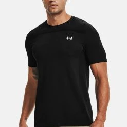 Under Armour SEAMLESS - T-shirt Z Nadrukiem - Black