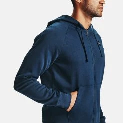 Under Armour RIVAL HOODIE - Bluza Rozpinana - Academy