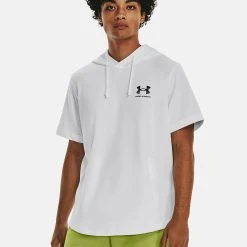 Under Armour UA RIVAL TERRY NOV SS - T-shirt Z Nadrukiem - White -Under Armour shop 63830f64c3cc4b418d86ece54995384b