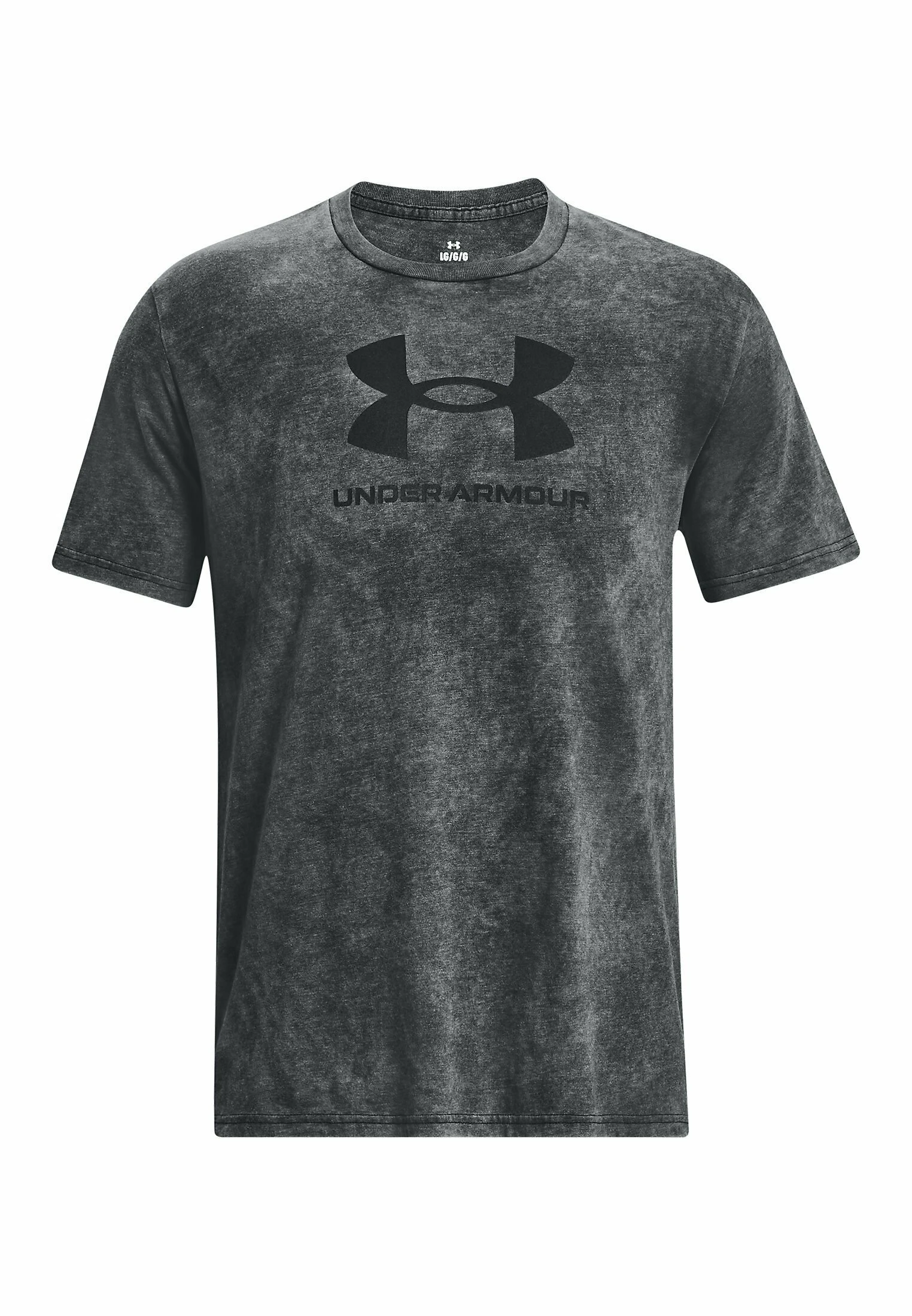 SHORT SLEEVE GRAPH UA WASH TONAL SPORTSTYLE SS - T-shirt z nadrukiem - black medium heather Under Armour SHORT SLEEVE GRAPH UA WASH TONAL SPORTSTYLE SS - T-shirt Z Nadrukiem - Black Medium Heather -Under Armour shop 844cd44c4f0a4b908668b8ceeab9bb64