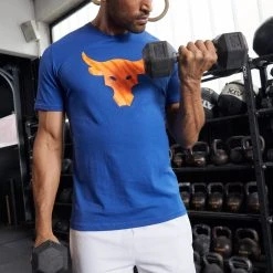 Under Armour ROCK BRAHMA BULL - T-shirt Z Nadrukiem - Blue Mirage/orange Blast