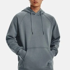 Under Armour HEAVYWEIGHT TERRY - Bluza Z Kapturem - Gravel