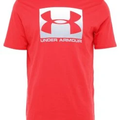 Under Armour BOXED STYLE - T-shirt Z Nadrukiem - Red/steel -Under Armour shop 9941459b25f041b5a9e56f256c056a09