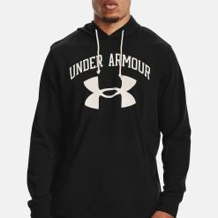 Under Armour RIVAL TERRY BIG LOGO HD-WHT - Bluza Z Kapturem - Black