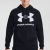 Under Armour RIVAL BIG HD - Bluza Z Kapturem - Black