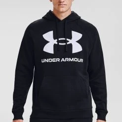 Under Armour RIVAL BIG HD - Bluza Z Kapturem - Black