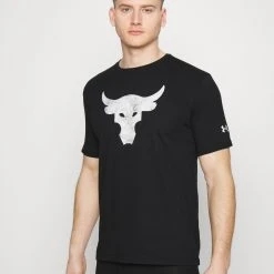 Under Armour ROCK BRAHMA BULL - T-shirt Z Nadrukiem - Black / / Ivory