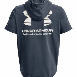Under Armour UA RIVAL TERRY NOV SS - T-shirt Z Nadrukiem - Downpour Gray -Under Armour shop a32f374e1a34415cba31bfe27119b0a0