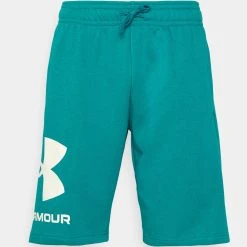 Under Armour RIVAL BIG LOGO - Krótkie Spodenki Sportowe - Coastal Teal