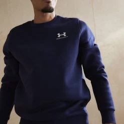 Under Armour ESSENTIAL CREW - Bluza - Midnight Navy/white