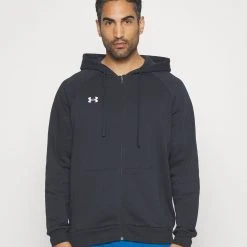 Under Armour RIVAL HOODIE - Bluza Rozpinana - Black/white