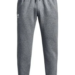 Under Armour ESSENTIAL - Spodnie Treningowe - Pitch Gray Medium Heather / / White -Under Armour shop d7543fcdfb0f42c187b2815a26355dcf