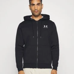 Under Armour ESSENTIAL - Bluza Rozpinana - Black/white