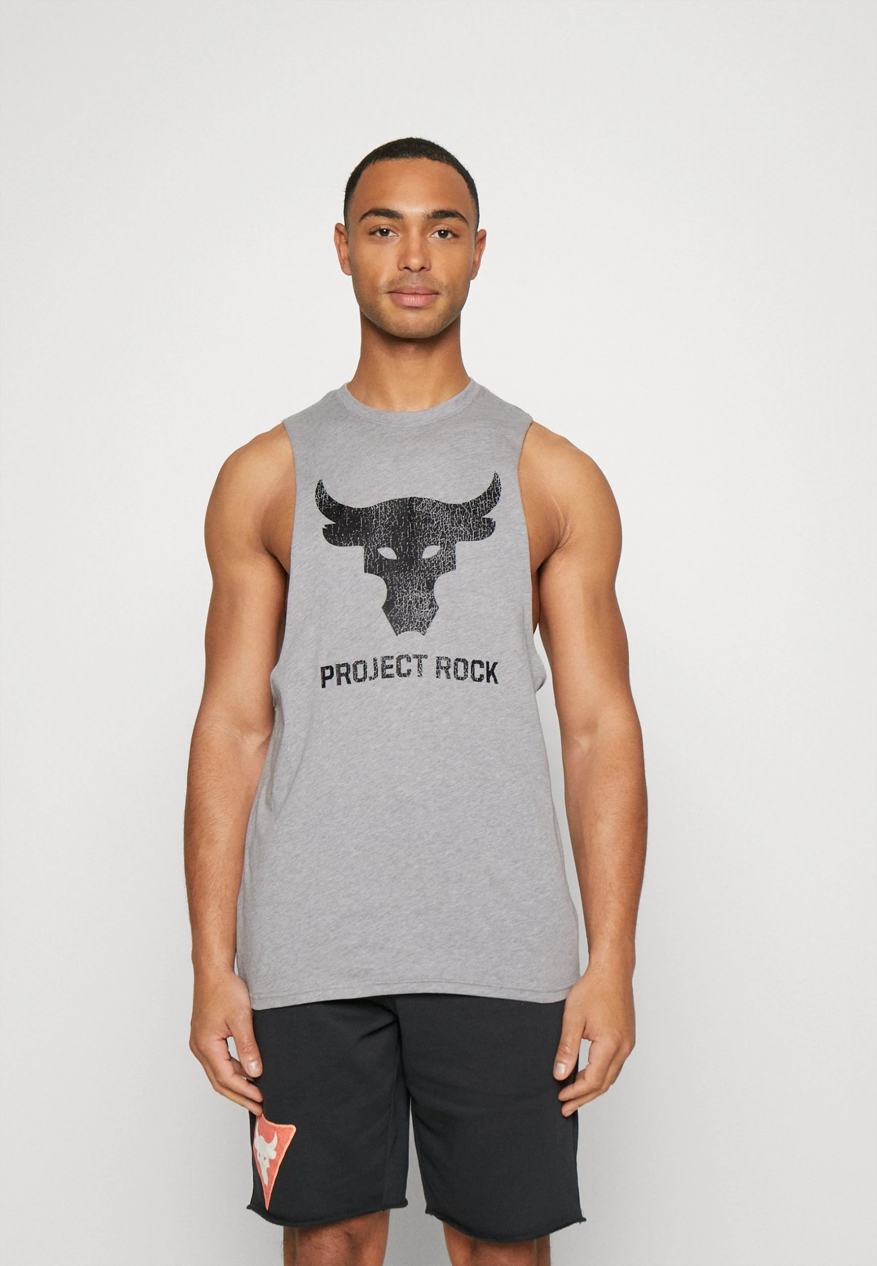 Under Armour PROJECT ROCK BRAHMA BULL TANK - Top - Steel Light Heather/black 1 Under Armour PROJECT ROCK BRAHMA BULL TANK - Top - Steel Light Heather/black