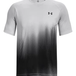 Under Armour UA TECH FADE SS - T-shirt Z Nadrukiem - Halo Gray / Black / Black
