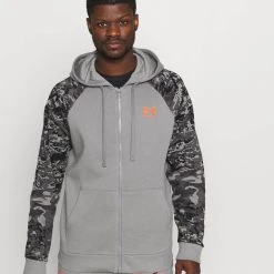 Under Armour RIVAL CAMO SCRIPT - Bluza Rozpinana - Grey