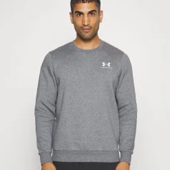 Under Armour ESSENTIAL CREW - Bluza - Pitch Gray Medium Heather/white