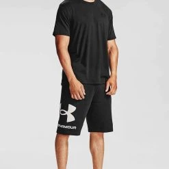 Under Armour RIVAL BIG LOGO - Krótkie Spodenki Sportowe - Black