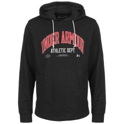 Under Armour RIVAL TRY ATHLETIC DEPT - Bluza Z Kapturem - Black Stone